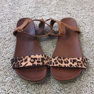 brown and leopard print sandals